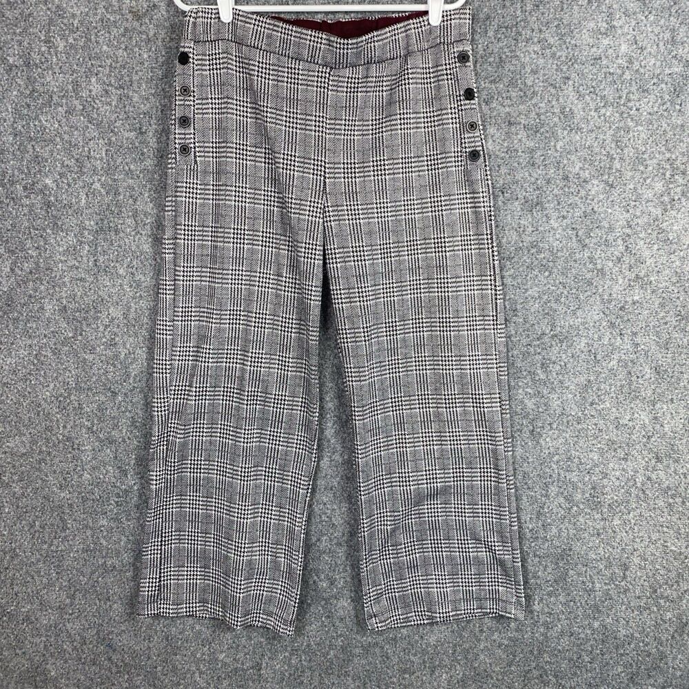 John Paul Richard Pants Womens Size L Black Plaid Crop Knit